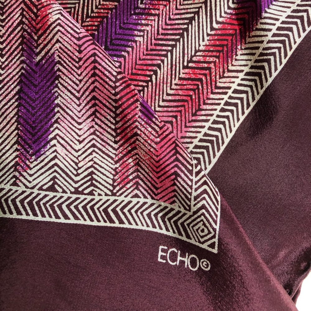 Vintage ECHO | Plum Printed Silk Scarf